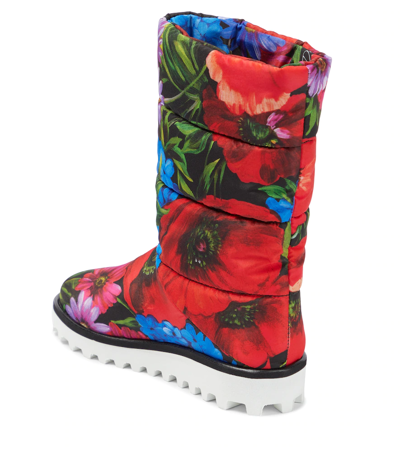 Shop Dolce & Gabbana Floral Quilted Snow Boots In Prato Fdo.nero