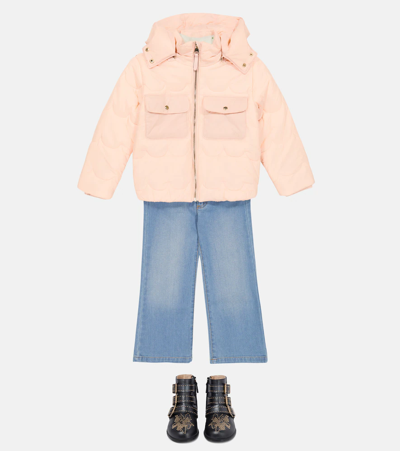 Shop Chloé Kids Scalloped Puffer Jacket In Pink