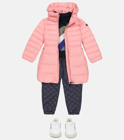 Il Gufo Hooded Nylon Down Coat In Bubble Pink