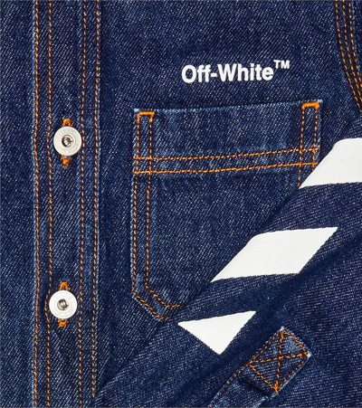 Off-white Logo Denim Shirt Jacket In Medium Blue Whi