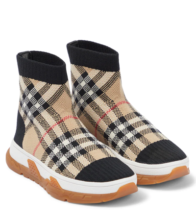 Shop Burberry Vintage Check Sock Sneakers In Black