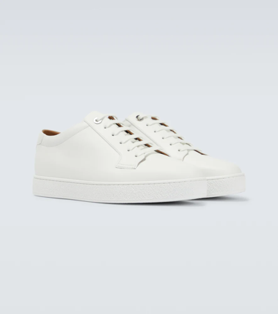 Shop John Lobb Molton Leather Sneakers In White