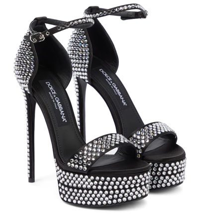 Shop Dolce & Gabbana Kiera Embellished Platform Sandals In Nero/crystal