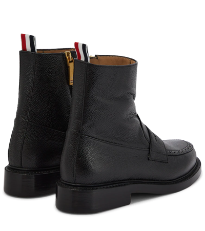 Shop Thom Browne Leather Ankle Boots In Black