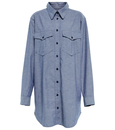 Shop Isabel Marant Bridget Chambray Shirt Dress In Greyish Blue
