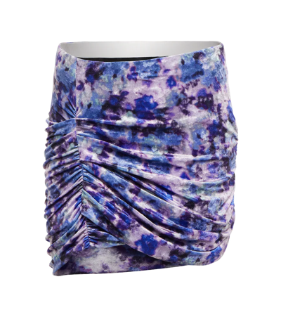 Shop Isabel Marant Guilayo Printed Velvet Miniskirt In Purple