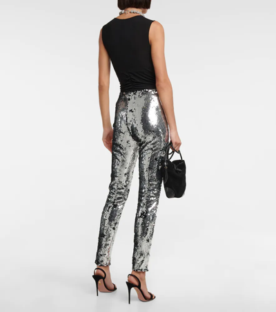 Shop Isabel Marant Madilio Sequined Skinny Pants In Silver