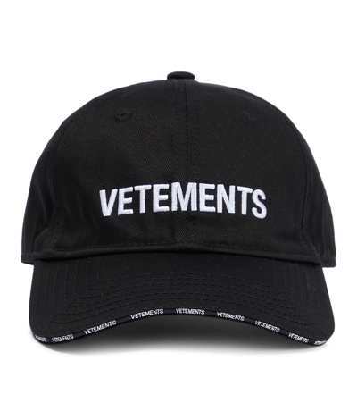Shop Vetements Logo Baseball Cap In Black