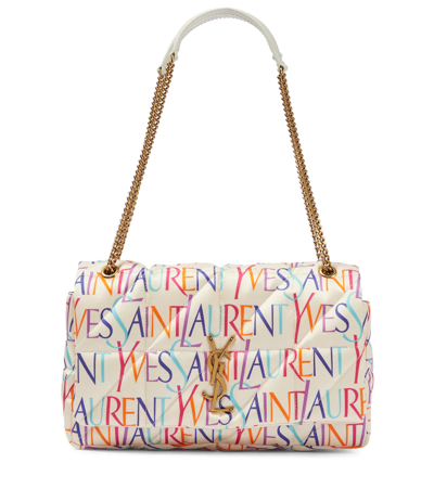 Shop Saint Laurent Jamie Medium Satin Shoulder Bag In Blanc/multicolore
