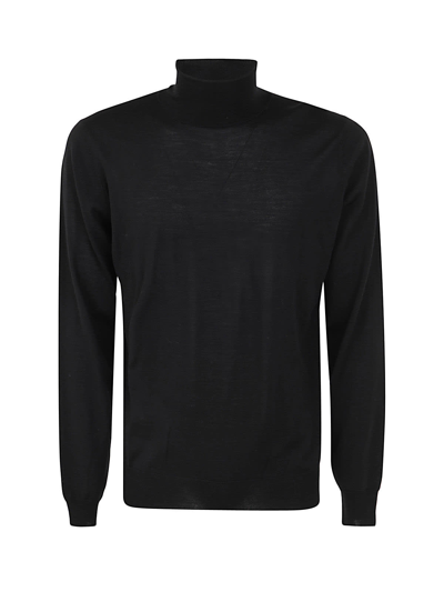 Shop Filippo De Laurentiis Royal Merino Turtle Neck Pullover In Black