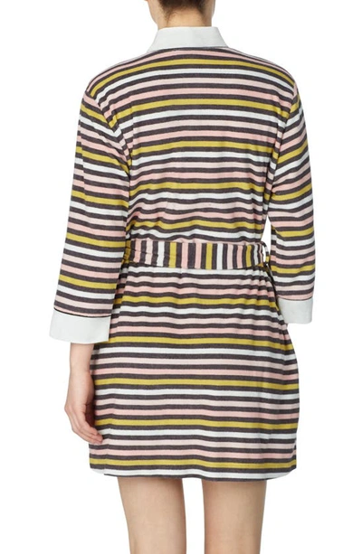 Shop Kate Spade Print Short Terry Robe In Candy Stripe