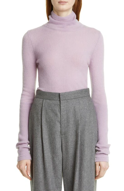 Shop Maria Mcmanus Featherweight Recycled Cashmere & Organic Cotton Turtleneck Sweater In Lilac