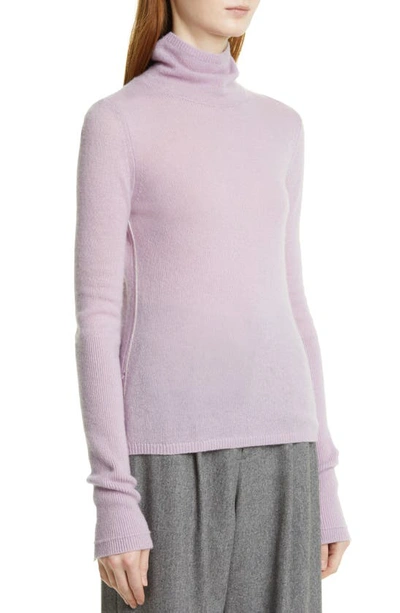 Shop Maria Mcmanus Featherweight Recycled Cashmere & Organic Cotton Turtleneck Sweater In Lilac