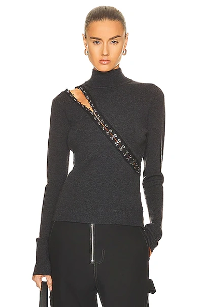 Shop Monse Hook & Eye Turtleneck Sweater In Charcoal