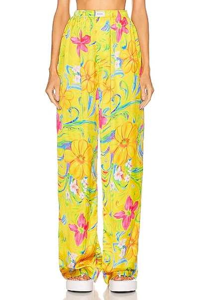 Shop Balenciaga Floral Pajama Pant In Yellow