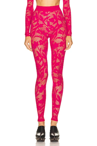 Shop Alaïa Lace Legging In Fuchsia