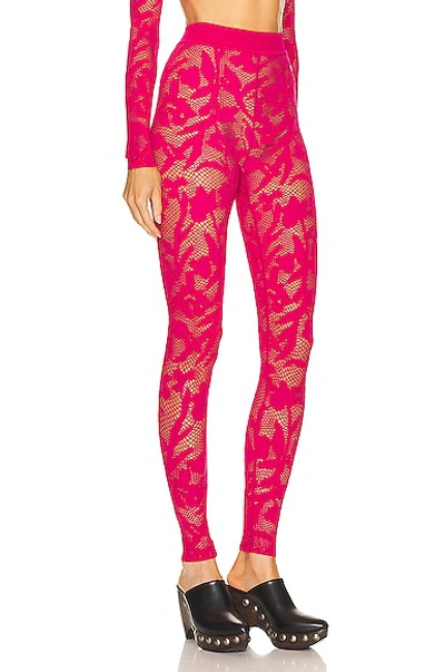 Shop Alaïa Lace Legging In Fuchsia