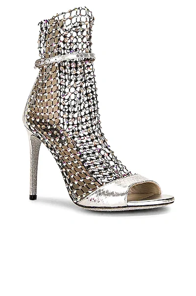 Shop René Caovilla Galaxia 105mm Sandal In Silver  Crystal  & Honey