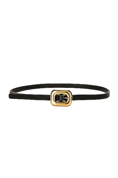 Shop Bottega Veneta Rectangle Leather Belt In Black & Brass