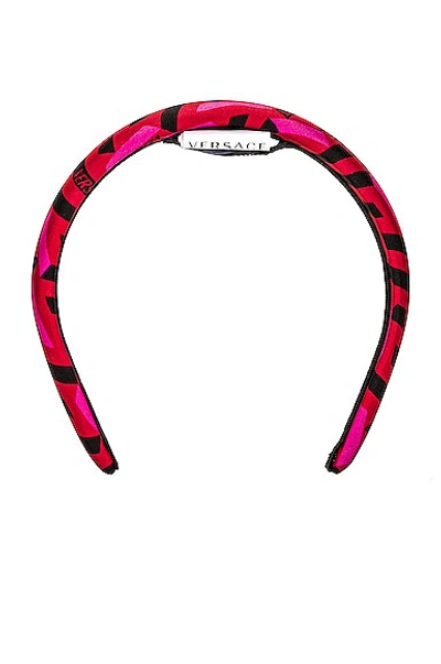 Shop Versace Monogram Headband In Parade Red & Fuchsia