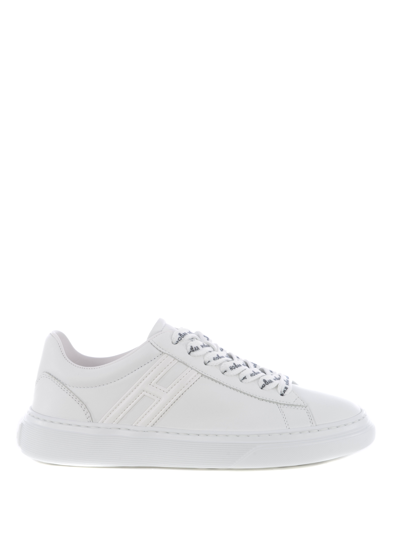 Shop Hogan "h365" Leather Sneakers In Bianco