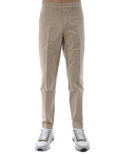 Shop Fay Stretch Cotton Trousers In Beige