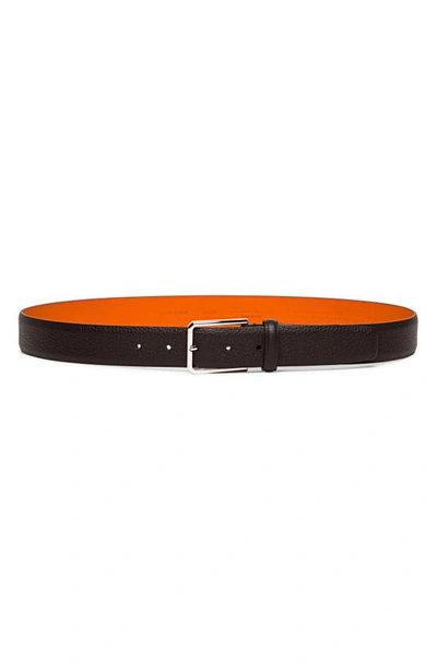 Shop Santoni Reversible Leather Belt In Brown