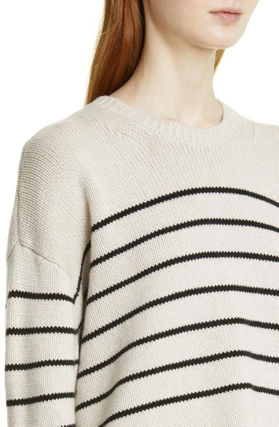 Shop Maria Mcmanus Oversize Recycled Cashmere & Organic Cotton Sweater In Crema W/ Black Stripe