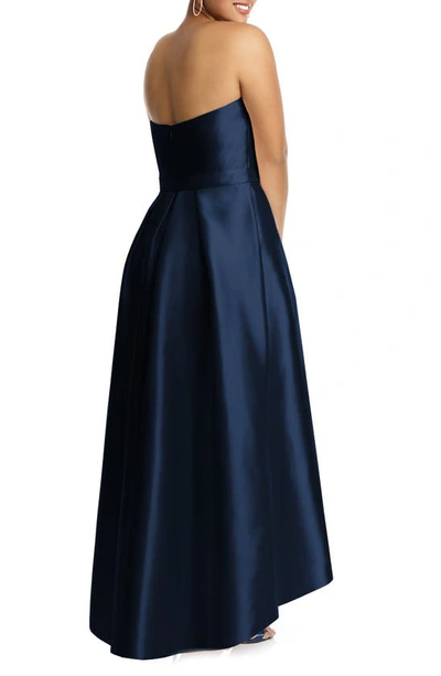 Shop Alfred Sung Full Length Strapless Sateen T In Midnight