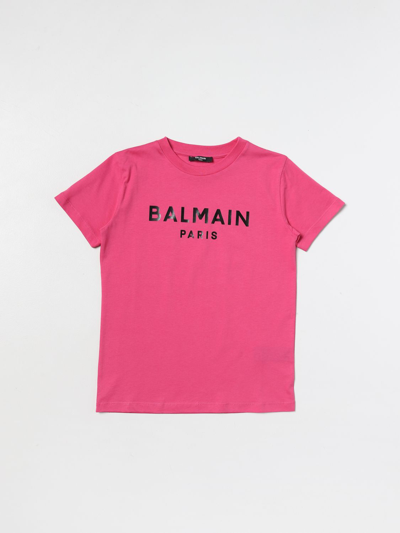 Shop Balmain T-shirt  Kids Color Fuchsia