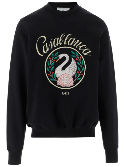 Shop Casablanca Logo Embroidered Crewneck Sweatshirt In Black