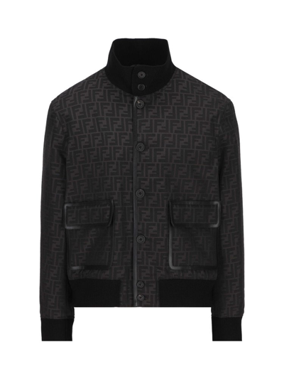 Shop Fendi Ff Motif Zipped Jacket In Multi