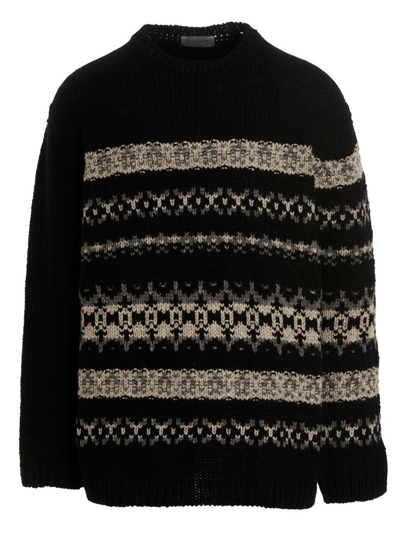Shop Yohji Yamamoto Jacquard Knitted Crewneck Sweater In Multi