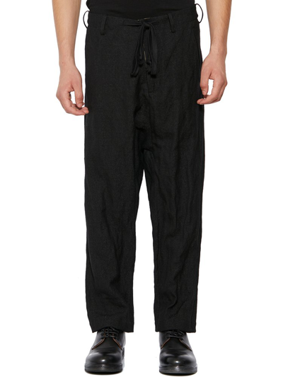 Shop Uma Wang Drawstring Cropped Trousers In Black
