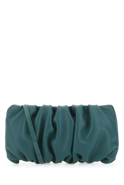 Shop Staud Bean Ruched Strapped Clutch Bag In Green
