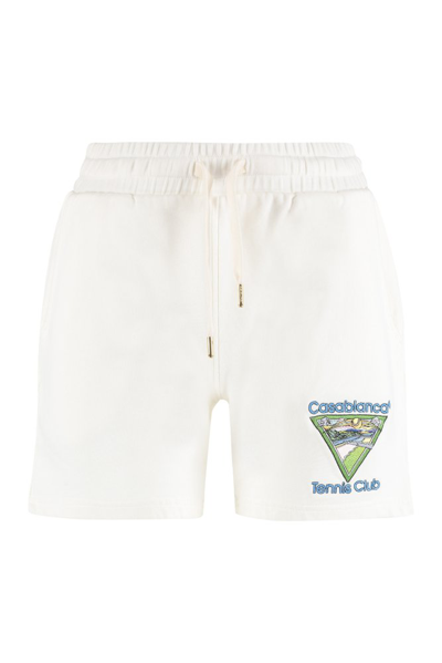 Shop Casablanca Logo Embroidered Drawstring Shorts In White