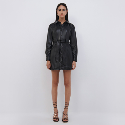 Shop Jonathan Simkhai Karlee Vegan Leather Mini Dress In Black
