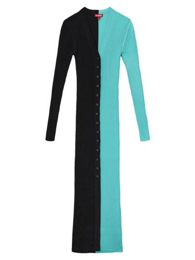Shop Staud Women's Shoko Colorblock Body-con Sweaterdress In Black Crystal Waters