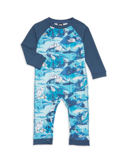 Shop The North Face Baby Boy's Waffle-knit Printed Coveralls In Blue