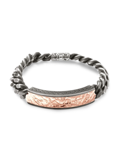 Shop John Hardy Men's Classic Chain Reticulated Bronze & Silver Curb Link Id Bracelet