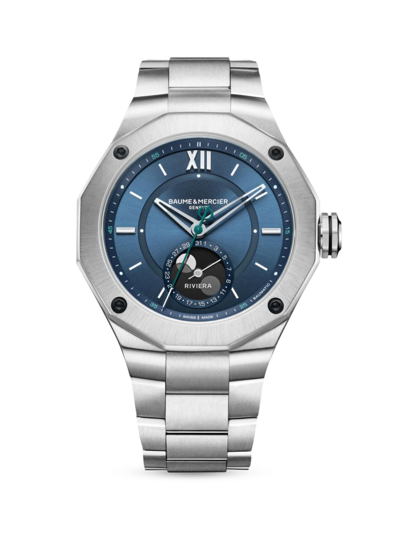 Shop Baume & Mercier Men's Riviera Stainless Steel Moon-phase Watch