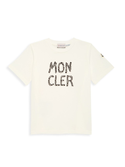 Shop Moncler Little Kid's & Kid's Logo Cotton T-shirt In Natural