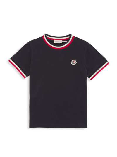 Shop Moncler Little Boy's & Boy's Logo Ringer Cotton T-shirt In Navy