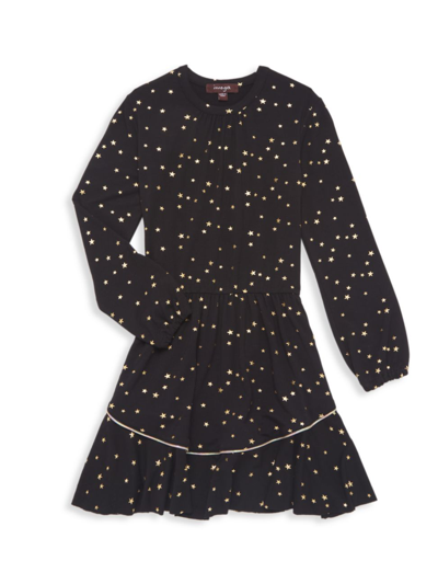 Shop Imoga Little Girl's & Girl's Paula Star Print Dress In Black