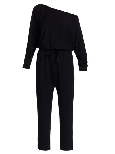 Shop Splendid Women's Illiana One-shoulder Cropped Knit Jumpsuit In Black