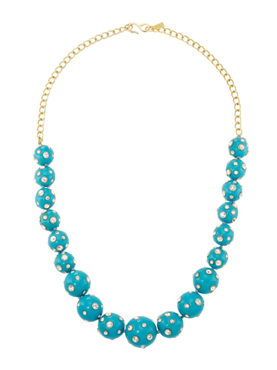 Shop Kenneth Jay Lane Women's Goldtone Crystal & Turquoise Resin Necklace
