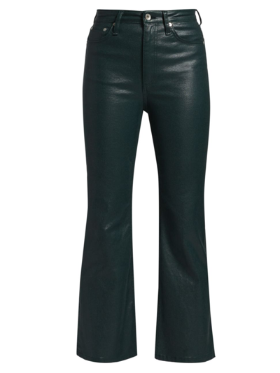 Shop Rag & Bone Women's Casey Coated High-rise Ankle Flare Jeans In Green