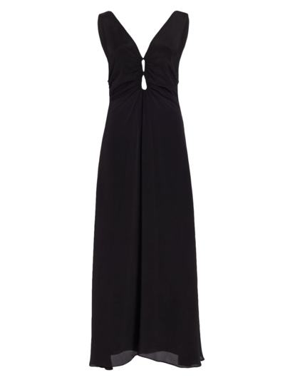 Shop Magali Pascal Women's Mirren Silk-blend Maxi Dress In Off Black