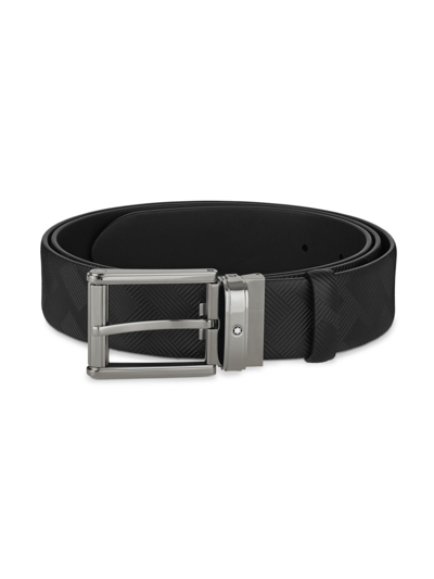Shop Montblanc Men's Branded Buckle Leather Belt In Black