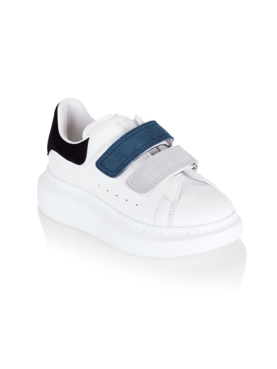 Shop Alexander Mcqueen Little Kid's & Kid's Leather Strap Oversize Sneakers In White Multi